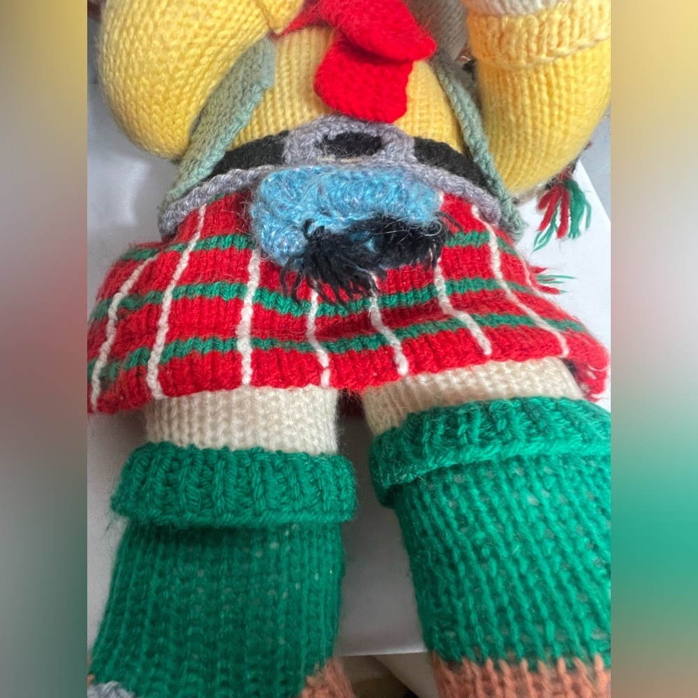 Jean Greenhowe Colorful All Knitted Clown Doll Plushie Bag Pipe Vintage Holiday - Picture 8 of 11